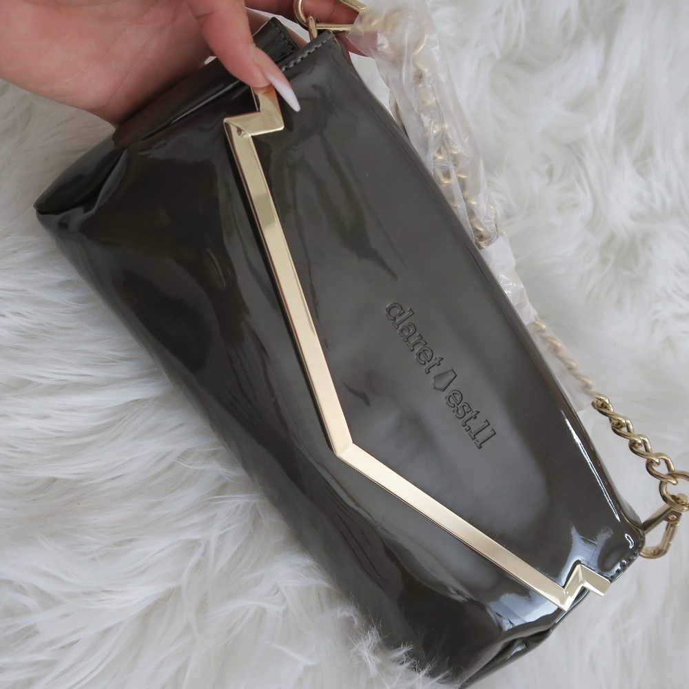CHARCOAL GREY HANDBAG GOLD CLARET